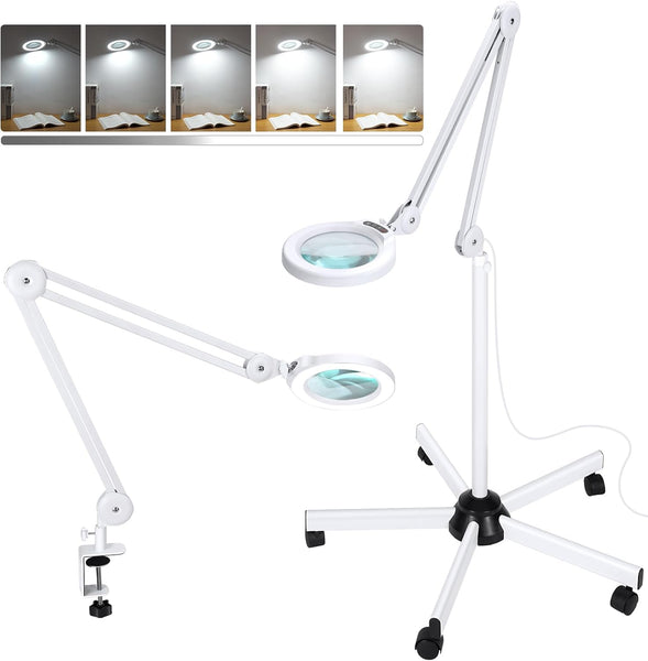 10X Magnifying Glass with Light and Stand, Super Bright 2,200 Lumens LED