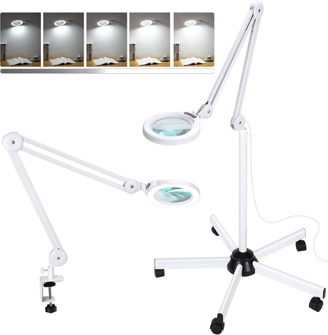 10X Magnifying Glass with Light and Stand, Super Bright 2,200 Lumens LED