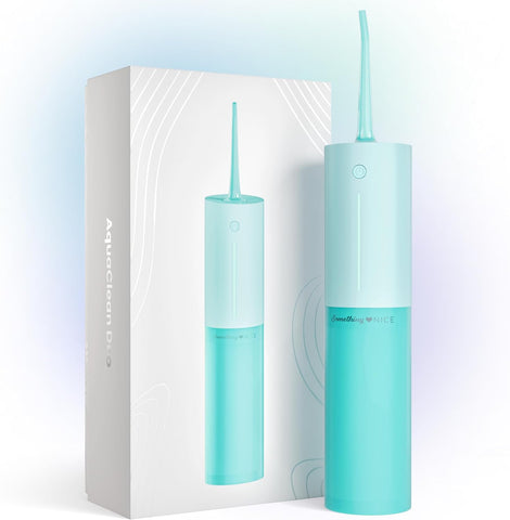 AquaClean Duo Water Flosser - Portable, Waterproof, Includes Nozzles, Magnetic Charger